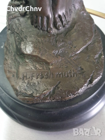 Frishmuth Tiffany лампа с бронзова фигура 80см10кг/еротика/стара ТИФАНИ лампа-статуетка на гола жена, снимка 14 - Лампиони - 52446779