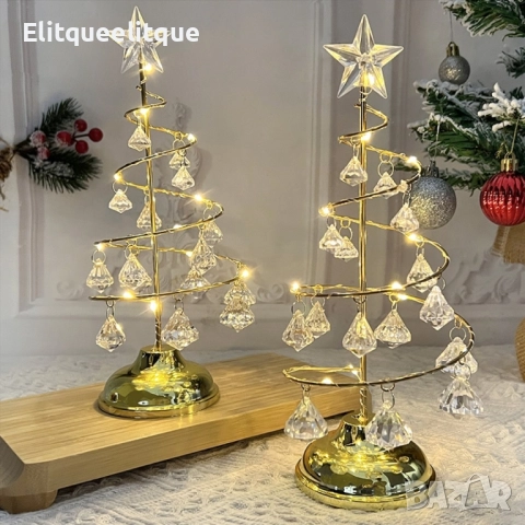 Акумулаторна нощна лампа LED нощна лампа коледна елха с ефект от диаманти., снимка 2 - Декорация за дома - 52321174