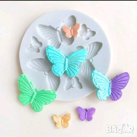 6 малки и големи Пеперуди пеперуда силиконов молд форма фондан шоколад гипс декор украса, снимка 2 - Форми - 53471623