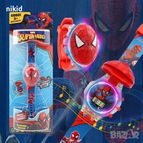 Спайдърмен spiderman глава детски часовник прожектор прожектиращ, снимка 2 - Детски - 41703816