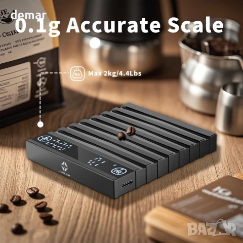 Мини везна за кафе JUELICH с таймер, акумулаторна везна за еспресо, точна везна 2 кг/0,1 гр, снимка 2 - Други стоки за дома - 50794141