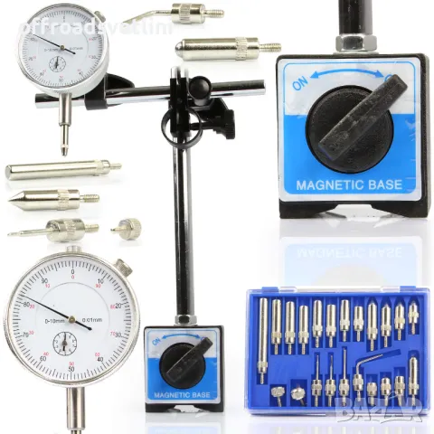 Магнитна стойка с индикаторен часовник с 22 броя накрайници MarPol, снимка 3 - Други инструменти - 48043341