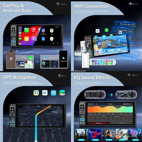 Мултимедия Android Auto, Carplay, плеър, единичен дин, навигация, кола, автомобил, 1DIN, с Андроид , снимка 3 - Аксесоари и консумативи - 53060508