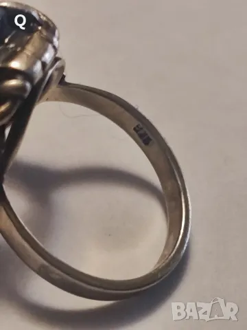 Стар сребърен пръстен с аквамарин, снимка 2 - Пръстени - 49237638