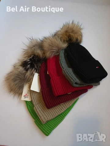 Зимни шапки Moncler, Tommy Hilfiger с естествен косъм, снимка 2 - Шапки - 52626084
