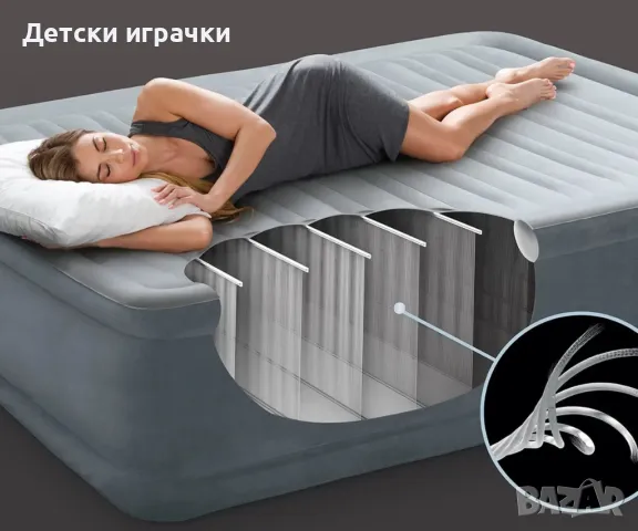 Надуваем матрак с вградена помпа INTEX,152х203х46см, Comfort-Plush Elevated, снимка 3 - Надуваеми легла - 49927338