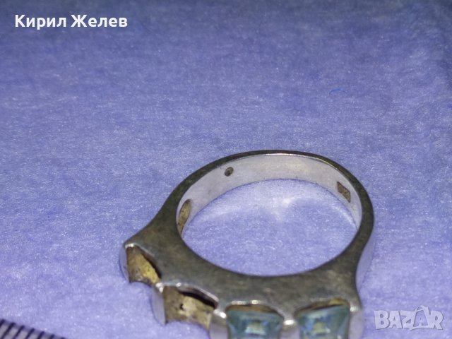 Стар СКЪПОЦЕНЕН СРЕБЪРЕН ПРЪСТЕН СРЕБРО 925 АНГЛИЯ със СИН ЦИРКОН - ЛИПСВАТ Две КАМЪЧЕТА ! 31410, снимка 14 - Антикварни и старинни предмети - 42639916