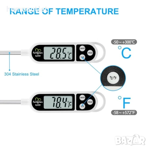 ПРОМОЦИЯ Дигитален термометър за храна DIGITAL FOOD THERMOMETER (X000U84DTT), снимка 5 - Други - 51985747