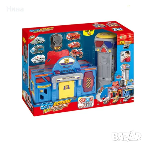 Детска играчка City Action - пожарна и полицейска станции и 6 машини в куфар с удобна дръжка 🎁🚒🚔, снимка 10 - Коли, камиони, мотори, писти - 48304682