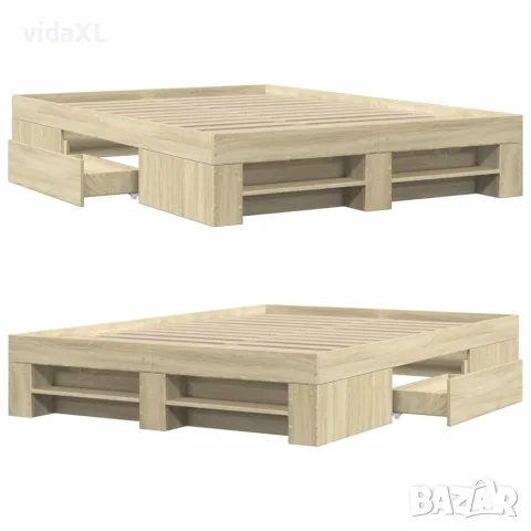 vidaXL Рамка за легло без матрак сонома дъб 140x190 см инженерно дърво, снимка 8 - Спални и легла - 56146884