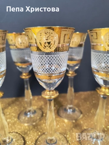 чаши за ракия -  Бохемия - Christina- Versace Gold, снимка 4 - Чаши - 50943761