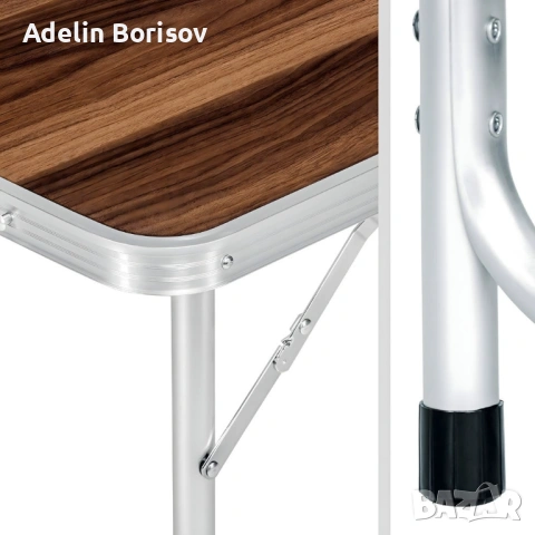 Комплект сгъваема къмпинг маса с 4 стола, Регулируема височина, Дизайн "куфар", снимка 6 - Градински мебели, декорация  - 53796823