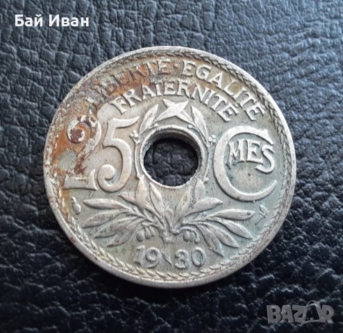 Стара монета 25 сантима 1930 г. Франция- топ !, снимка 2 - Нумизматика и бонистика - 42219582