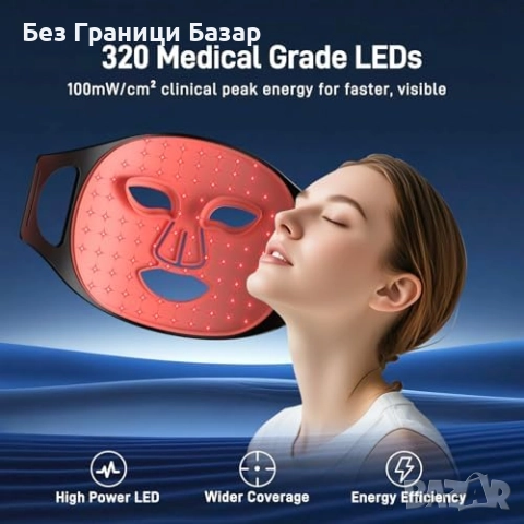 Нова маска за лице 320 LED, безжична терапия, червена/синя светлина, снимка 5 - Други - 52477928