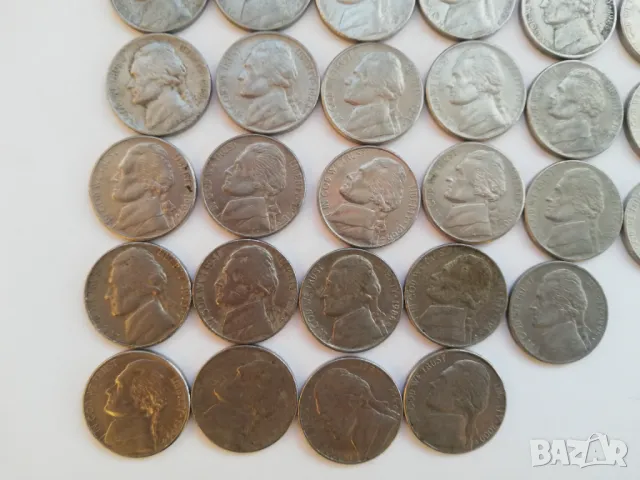 33 монети 5 цента Америка-USA 1964-2007 г. различни, снимка 2 - Нумизматика и бонистика - 48506793