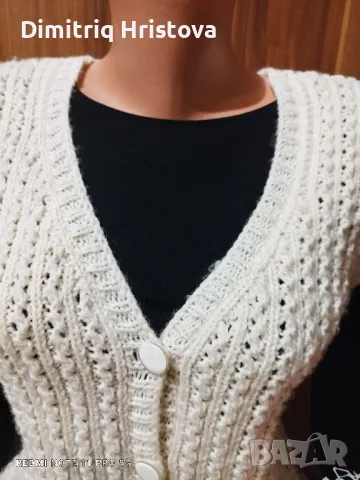 Бял плетен елек, снимка 2 - Елеци - 49702976