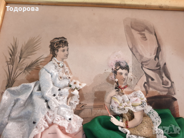 Старинна авторска картина- Парижка модна икона, снимка 6 - Антикварни и старинни предмети - 36482840