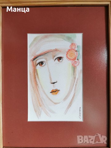 Стара картина акварел, снимка 2 - Антикварни и старинни предмети - 39429422