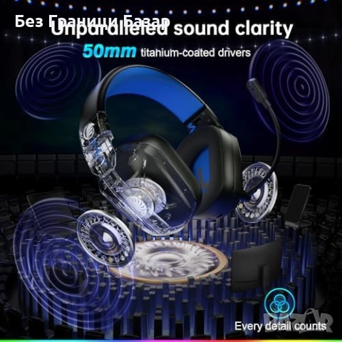 Нови геймърски Слушалки за PS5/PS4/PC/Switch 2.4G USB-C донгъл 3D стерео 280g, снимка 2 - Слушалки и портативни колонки - 53369778