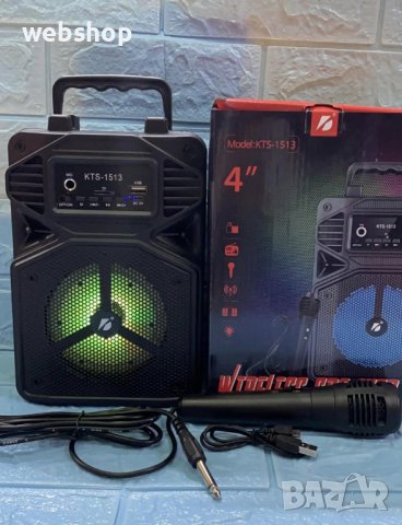 Bluetooth Тонколона KTS-1513, 5W, Радио, Жичен микрофон, снимка 1