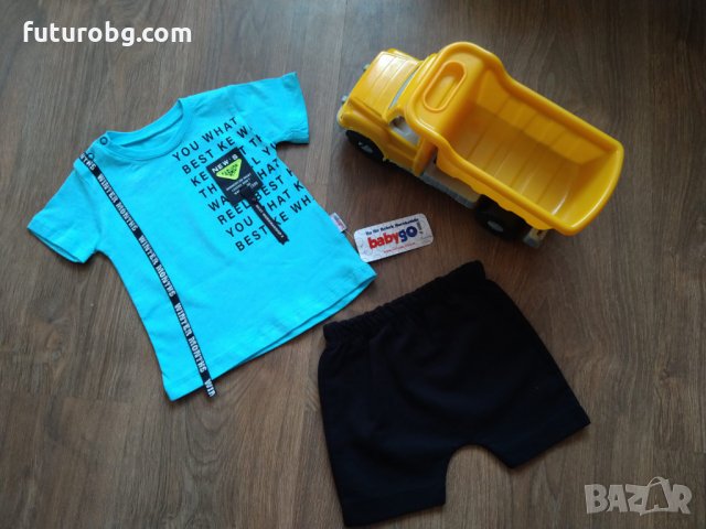 Къс комплект за момче 2 части в синьо и черно, снимка 2 - Комплекти за бебе - 33876719