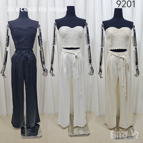 Дамски Елегантен Комплект – Бюстие Топ И Сатенирани Широки Панталони - 3 Цвята Код S346, снимка 5 - Комплекти - 52437538