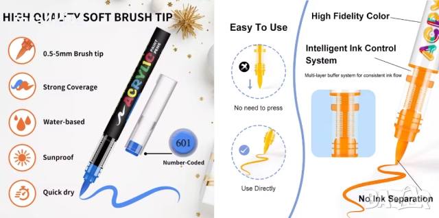 ТОП ХИТ! Акрилни Четкови Маркери за Рисуване и Боядисване в 12, 24, 48, 60, 72 и 120 цвята, снимка 15 - Рисуване и оцветяване - 52168151