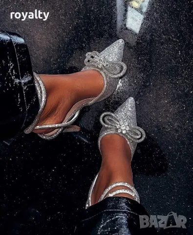 Сандали на ток - сребрист брокат , снимка 6 - Сандали - 49893679