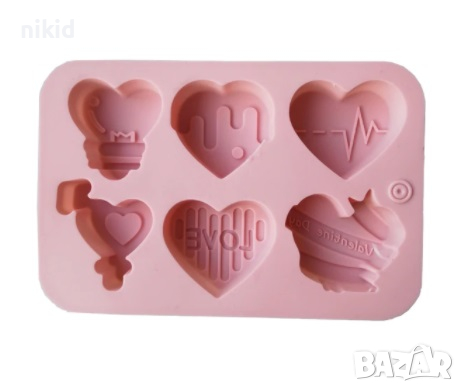 6 вида сърце сърца интересни дълбок силиконов молд форма калъп шоколад сапун гипс и др, снимка 4 - Форми - 36351671