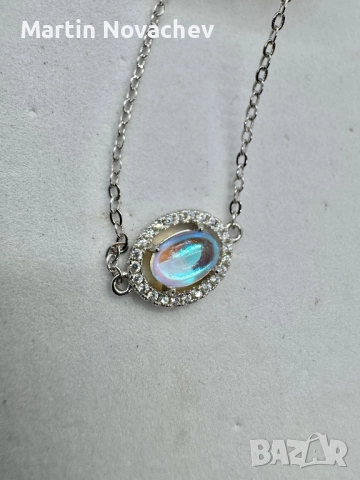 Сребърна гривна с лунен камък , снимка 6 - Гривни - 52883914