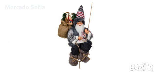 Коледна висяща декоративна фигура на Дядо Коледа с въже, 25см , снимка 1 - Декорация за дома - 34740249