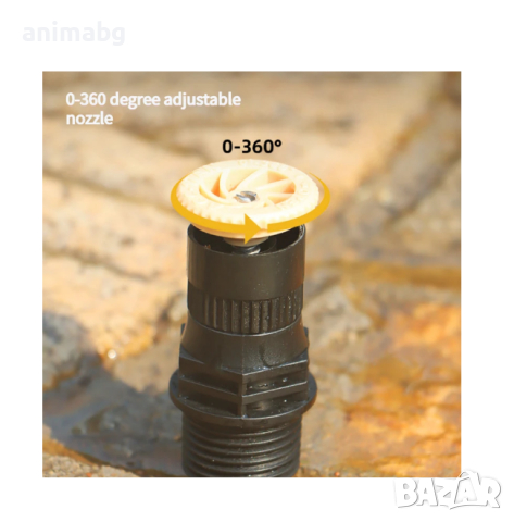 ANIMABG Регулируема 360-градусова пръскачка, Автоматична глава за напояване на тревни площи, снимка 3 - Напояване - 44681004