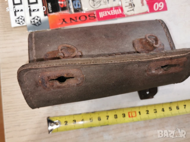 СТАРА КОЖЕНА ЧАНТА ЗА КОЛЕЛО-АНТИКА 1401261601, снимка 4 - Антикварни и старинни предмети - 53097870