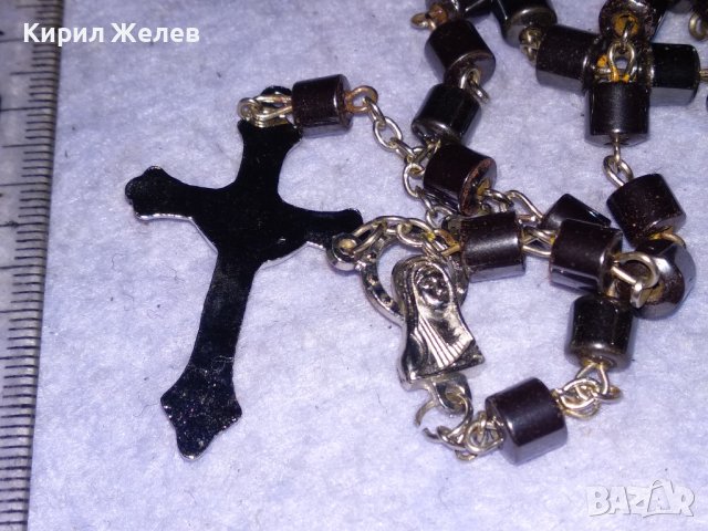 РИМОКАТОЛИЧЕСКА ОГЪРЛИЦА МОЛИТВЕНА БРОЕНИЦА ХЕМАТИТ със СРЕБРИСТИ РАЗПЯТИЕ и ДВУСТРАННА ИКОНКА 26370, снимка 5 - Колиета, медальони, синджири - 41389373