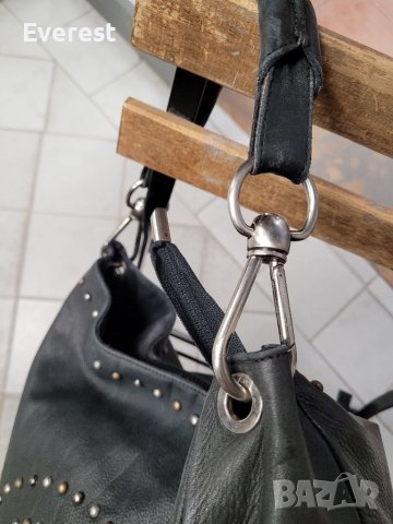 ABRO естествена кожа черна чанта,тип торба( от 195€ до 400€  в интернет сайтове), снимка 3 - Чанти - 38985745