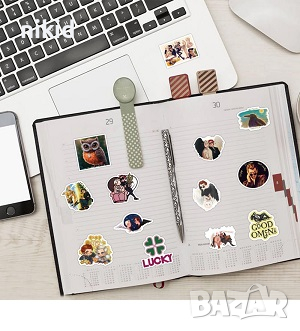 38 бр Good Omens Добри поличби  самозалепващи лепенки стикери за украса декор, снимка 6 - Други - 44784121