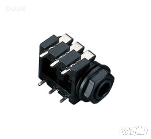 Букса за панелен монтаж 6pin с превключване черна STEREO 6,3mm JACK(ж), снимка 1