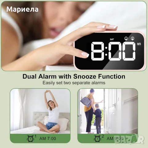 Дигитален будилник/Часовник с 40 допълнителни мелодии/Настройка на времето за дрямка, снимка 7 - Други стоки за дома - 48405090