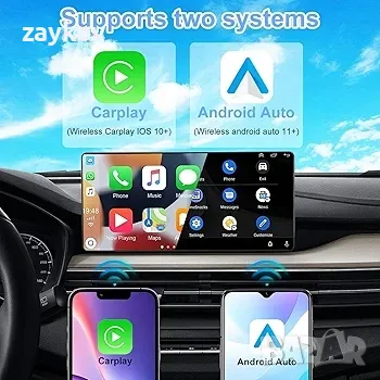2 в 1 безжичен адаптер за Android Auto и CarPlay, безжичен Carplay адаптер, снимка 6 - Друга електроника - 50217618