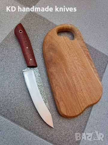 Кухненски нож в комплект с орехова дъска от марка KD handmade knives, снимка 3 - Ножове - 44523713