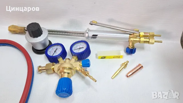 Резак ESAB 500мм,глава 180 градуса,маркуч 10м.двоен,вентили пропан и кислород,дюза,клапани предпазни, снимка 4 - Други машини и части - 48480372