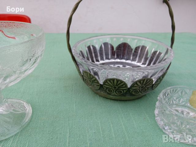 Стари стъклени купи кристал, снимка 5 - Чинии - 36264291