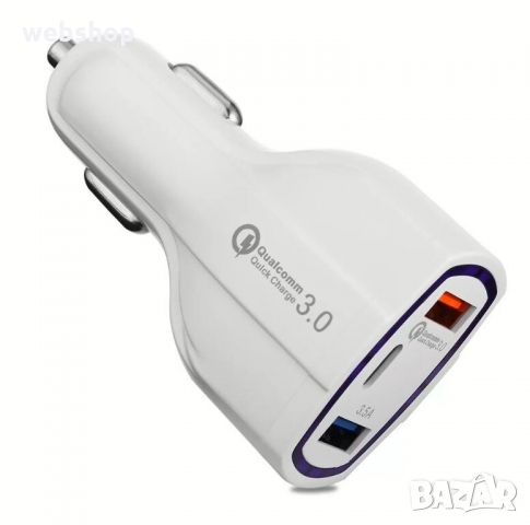 ЗАРЯДНО ЗА КОЛА ЗА БЪРЗО ЗАРЕЖДАНЕ С ДВОЙНО USB И ТИП C ПОРТ QUALCOMM SY-KC368, снимка 1