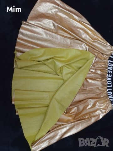 LOVE  XS/M Златиста и сребриста къса пола от еко кожа, снимка 6 - Поли - 40950493