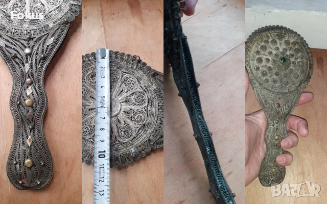 Уникат - старо възрожденско огледало филигран гранулация, снимка 7 - Антикварни и старинни предмети - 52041827