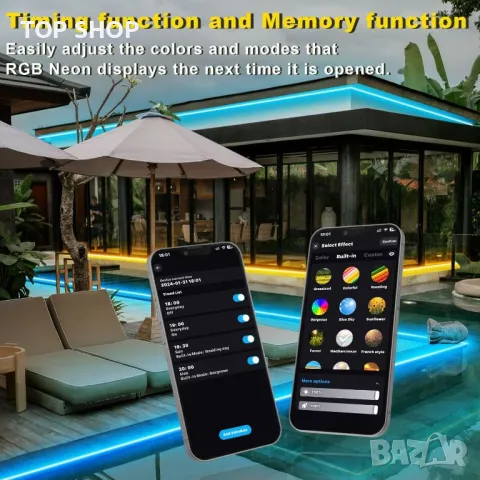 TENDIST 5M RGB LED неонови въжени светлини за открито, IP68 WiFi Гъвкава LED неонова лента, 24V, снимка 2 - Лед осветление - 49500146