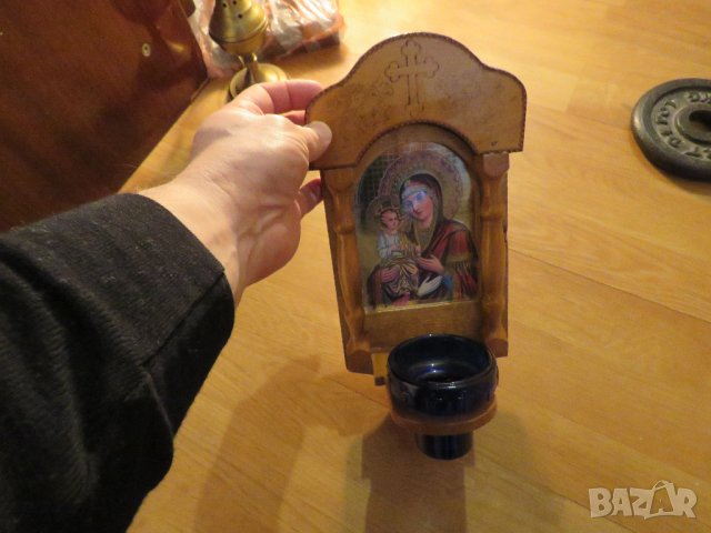 Голям православен иконостас с кандило Богородица и младенеца - 30 х 16 см, снимка 3 - Икони - 38897685