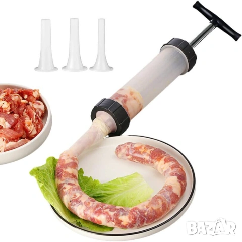 Ръчна пълначка за месо и кайма | Шприц за пълнене на луканки, снимка 2 - Аксесоари за кухня - 52249212