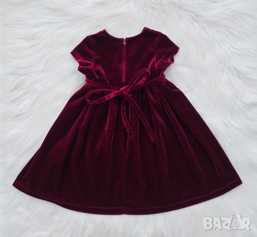 Детска рокля червено кадифе размер 2 години , снимка 4 - Бебешки рокли - 52336180