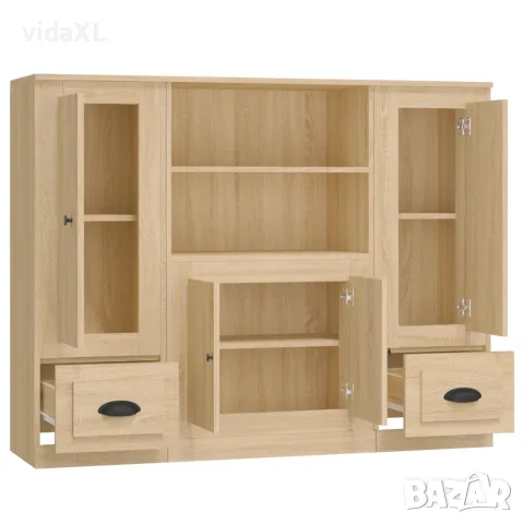 vidaXL Високи шкафове, 3 бр, сонома дъб, инженерно дърво, снимка 6 - Бюфети - 56146727